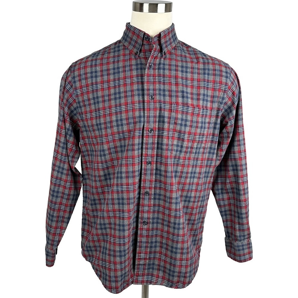 Red/Navy/Gray Plaid Shirt (L)